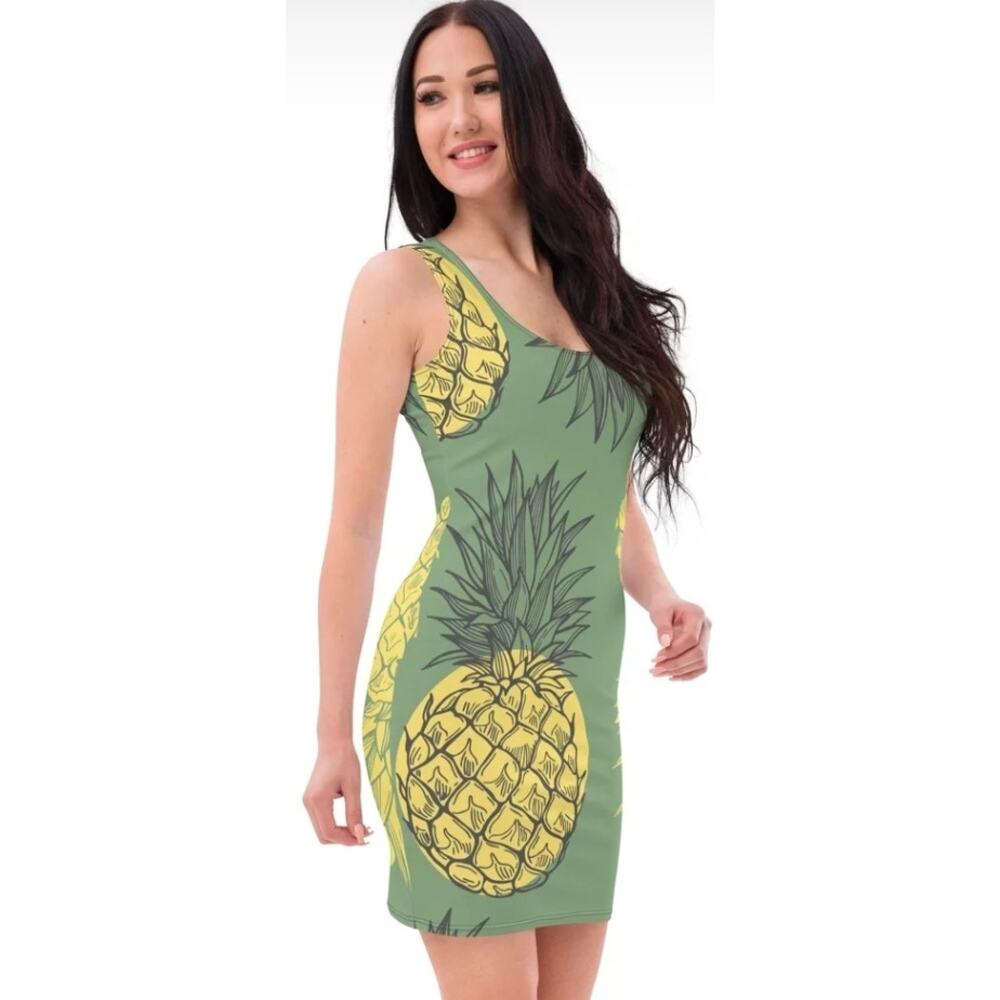Pineapple Sleeveless Bodycon Mini Dress size large by I'm Naughty